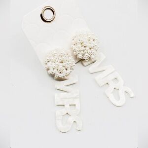White Beaded MRS Earrings